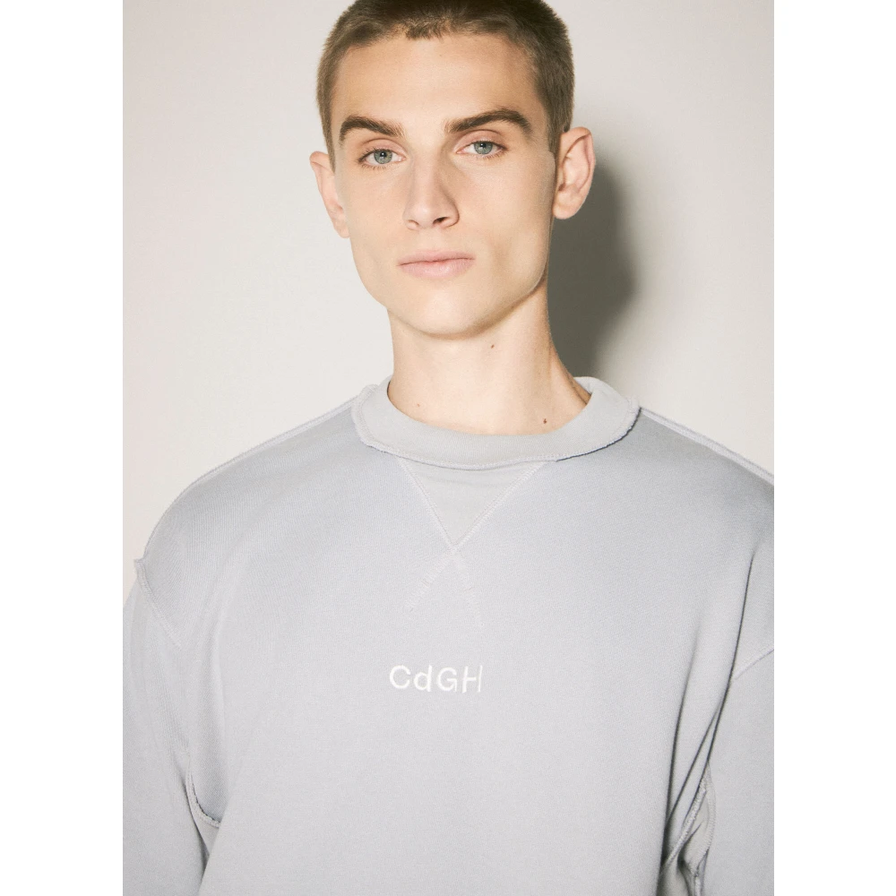 Comme des Garçons Katoenen Jersey Logo Geborduurd T-Shirt Gray Heren