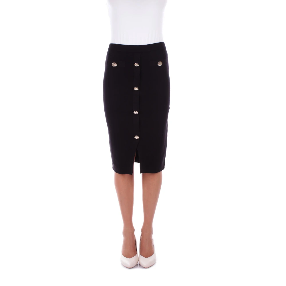 Blugirl Zwarte Rok Met Knopen Slim Fit Black Dames