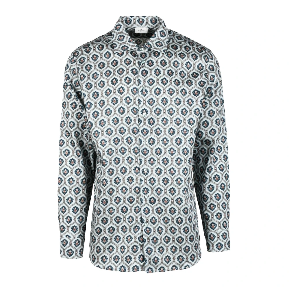 ETRO Katoenen Overhemd Blue Heren