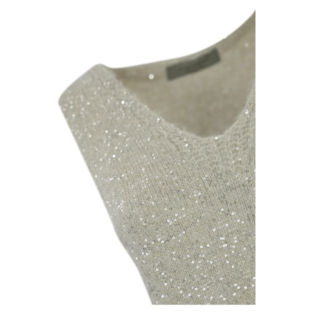 D.Exterior Pailletten Midi Jurk met Alpaca en Wol White Dames