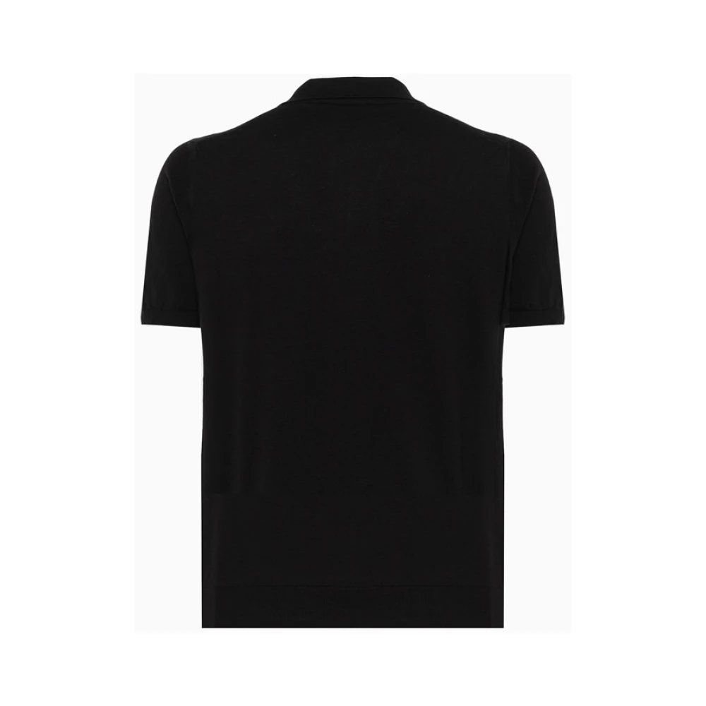 Roberto Collina Klassiek Katoenen Gebreid Polo Shirt Black Heren