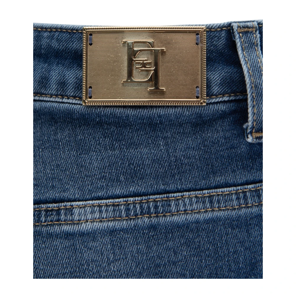 Elisabetta Franchi Gouden knoop rits skinny jeans Blue Dames