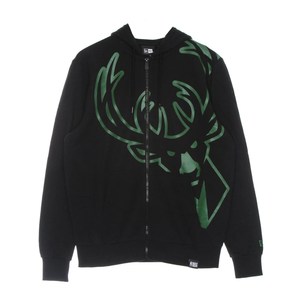 New era Milwaukee Bucks Lichtgewicht Zip Hoodie Black Heren