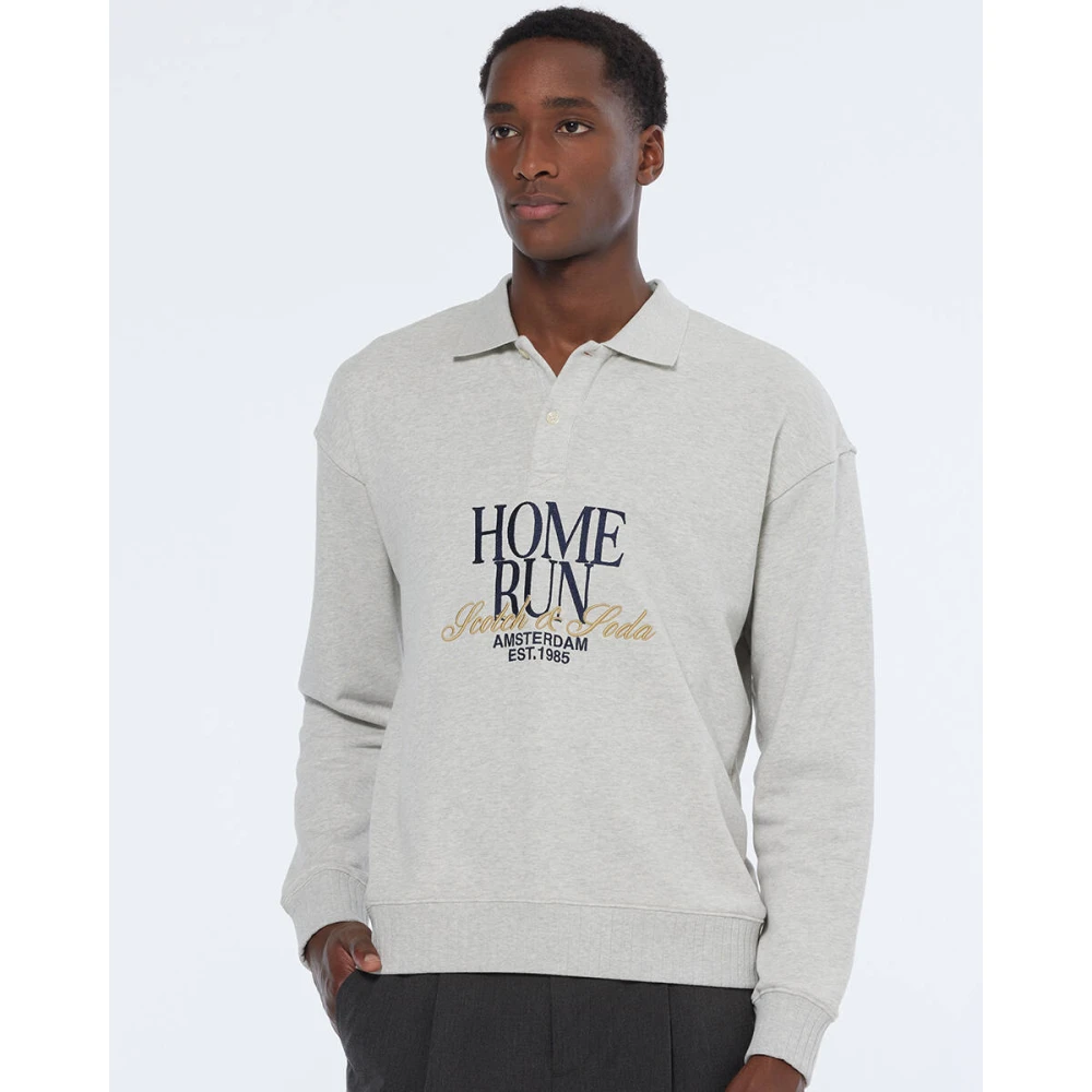 Scotch & Soda Relaxed Fit Polo Sweatshirt Gray Heren
