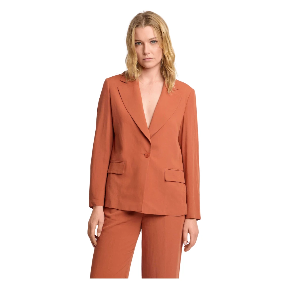 Kocca Women's Orange Blazers, Xl, Giacca Monopetto Con Revers A Lancia