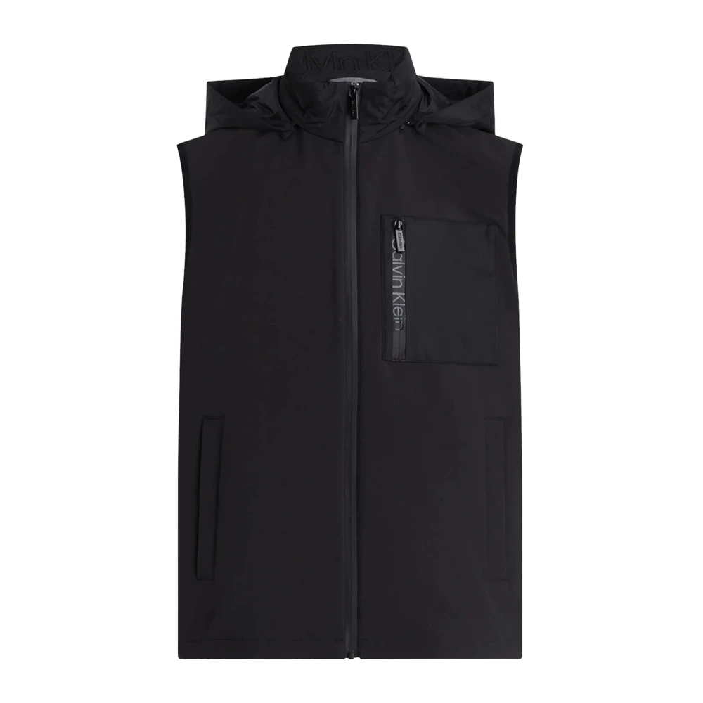 Calvin Klein Softshell Heren Gilet met Capuchon Black Heren
