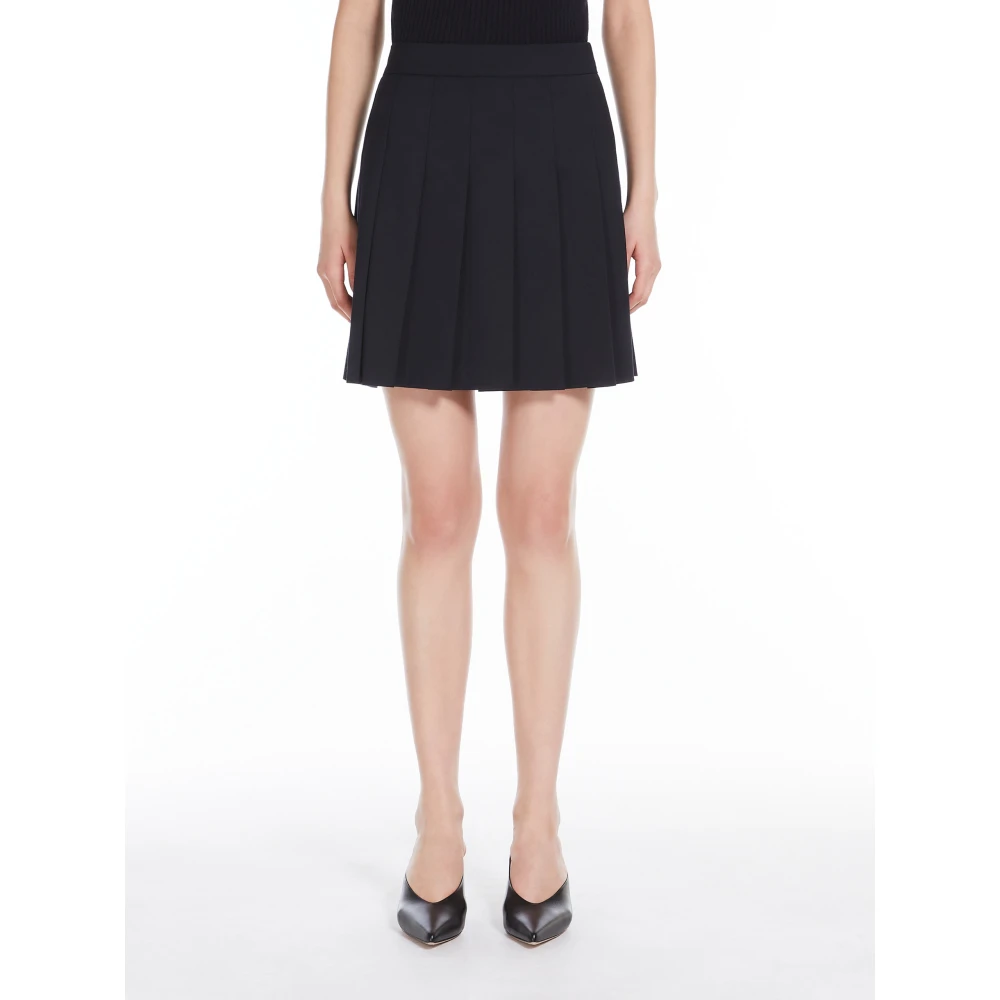 Max Mara Studio Gabardine Geplooide Rok Blue Dames
