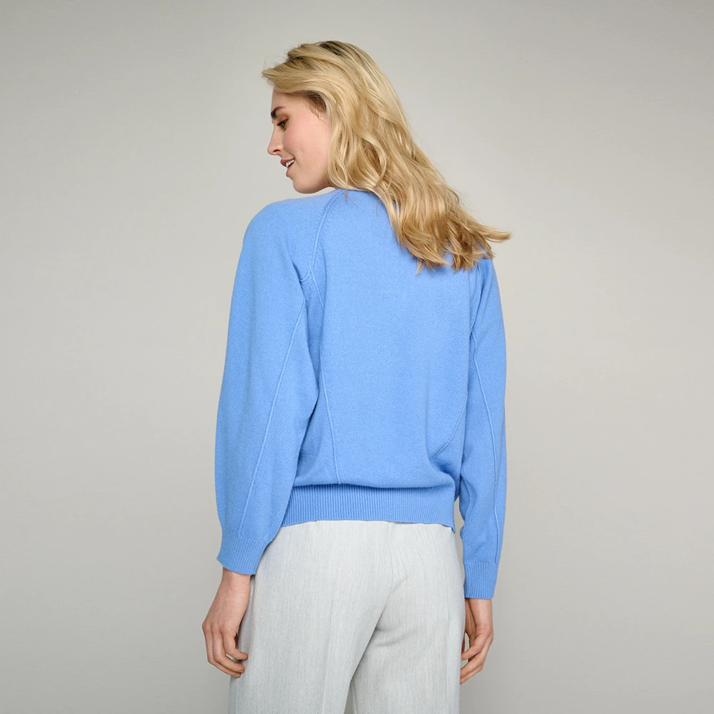 Marie Méro Blauwe V-hals wollen trui Blue Dames