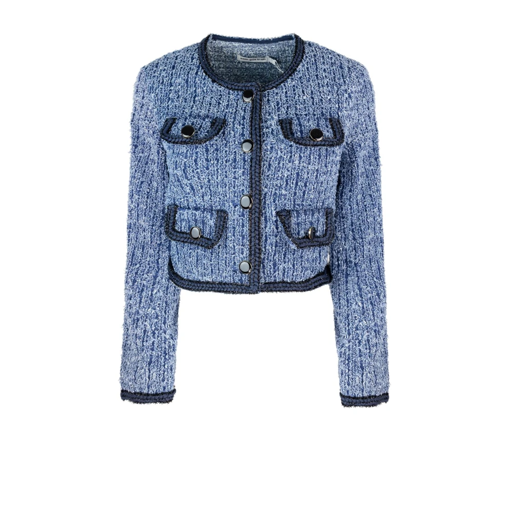 Self Portrait Blauwe knoopjas bijpassende rok Blue Dames