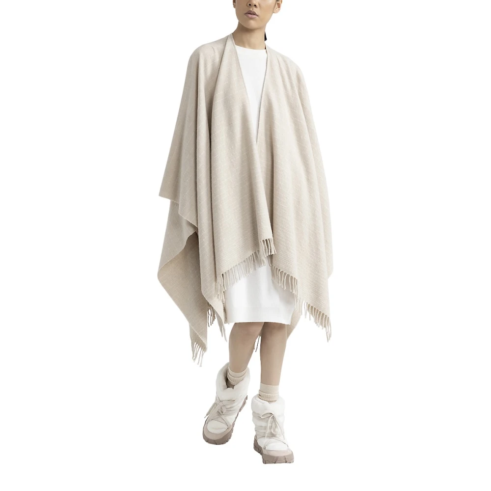 PESERICO Cape in wol kasjmier en pailletten Beige Dames