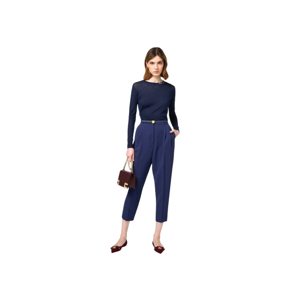 Elisabetta Franchi Stijlvolle Gebreide Top Blue Dames