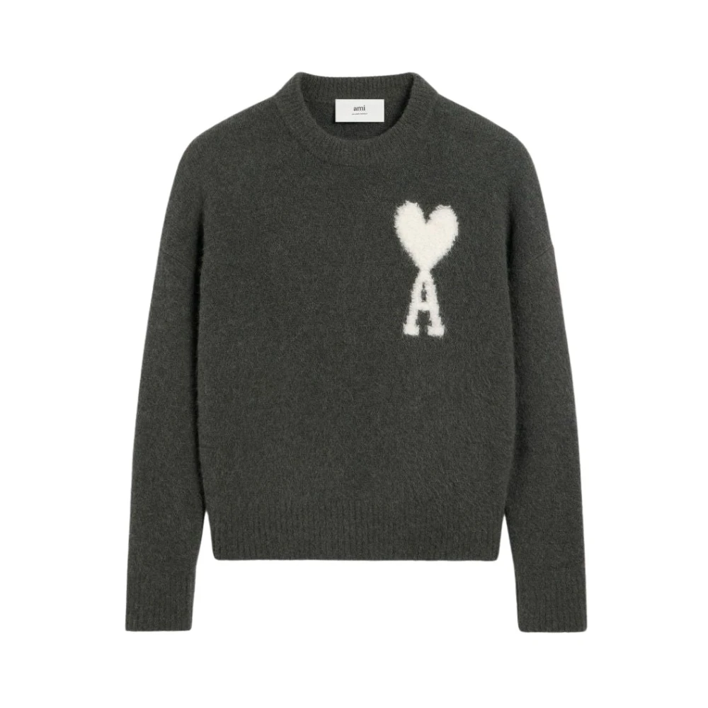 Ami Paris ADC Crew Neck Sweater Gray Dames