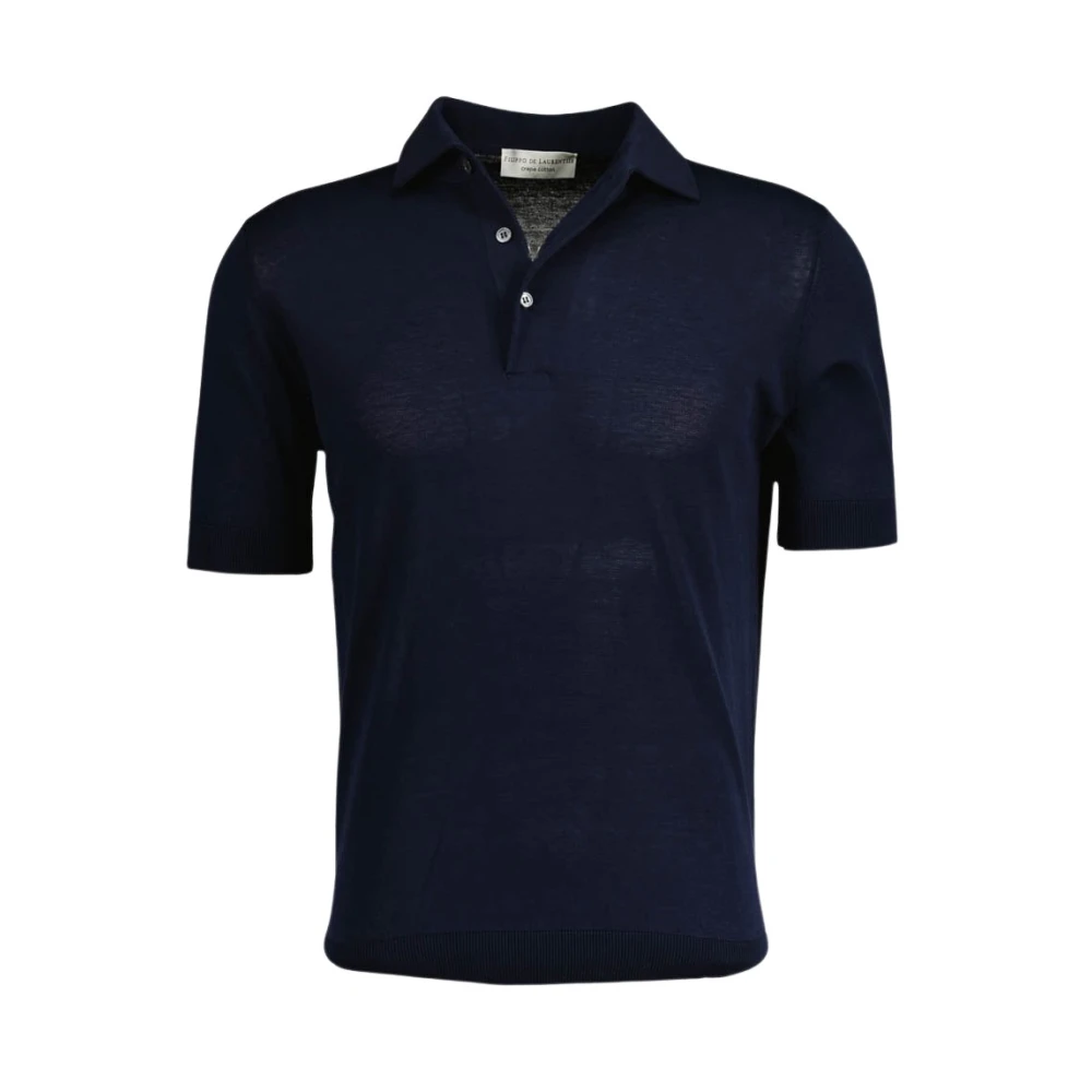 Filippo De Laurentiis Stijlvolle Crepe Polo Shirt Navy Blue Heren