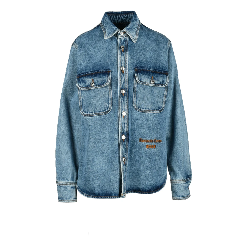 Msgm Katoenen Overhemd Blue Heren