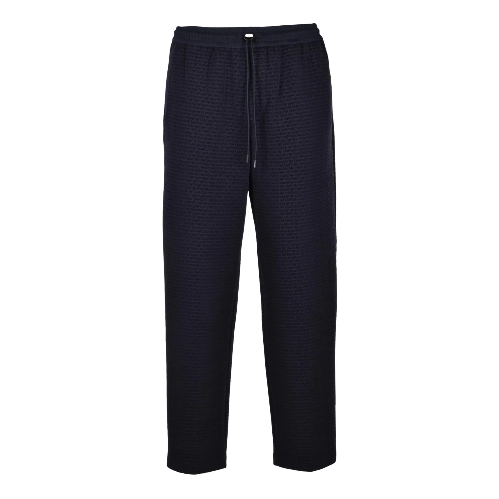 Emporio Armani Fluweel Logo Jumpsuit Blue Heren
