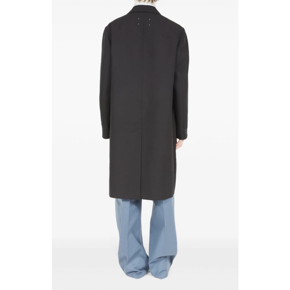 Maison Margiela Zwarte Gestikte Jas Black Heren