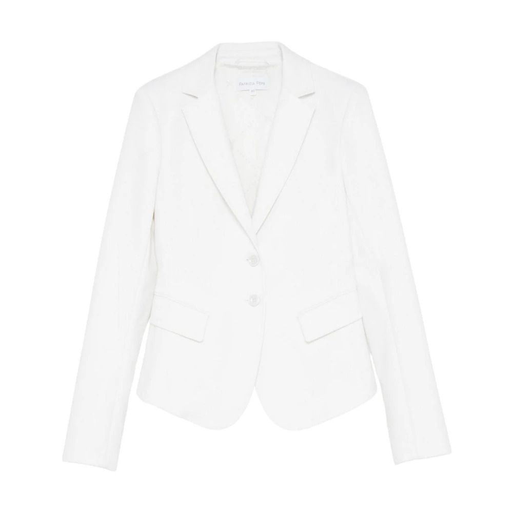 PATRIZIA PEPE Slim Fit Jas van Stretch Katoenmix White Dames