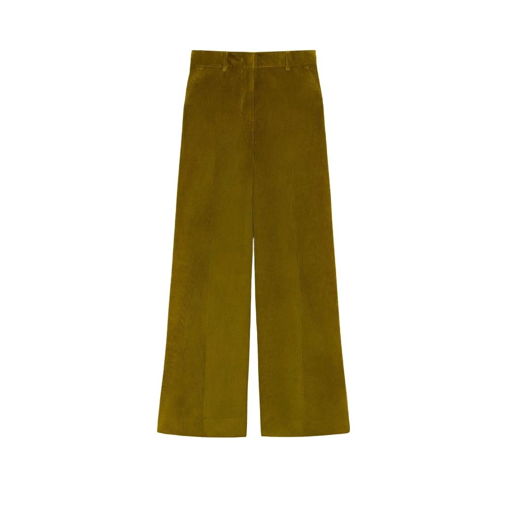 Max Mara Weekend Fluwelen Pantalon met Strepen Green Dames