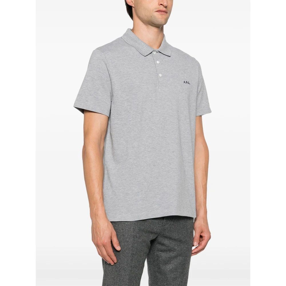 A.p.c. Katoenen poloshirt met 3 knopen Gray Heren