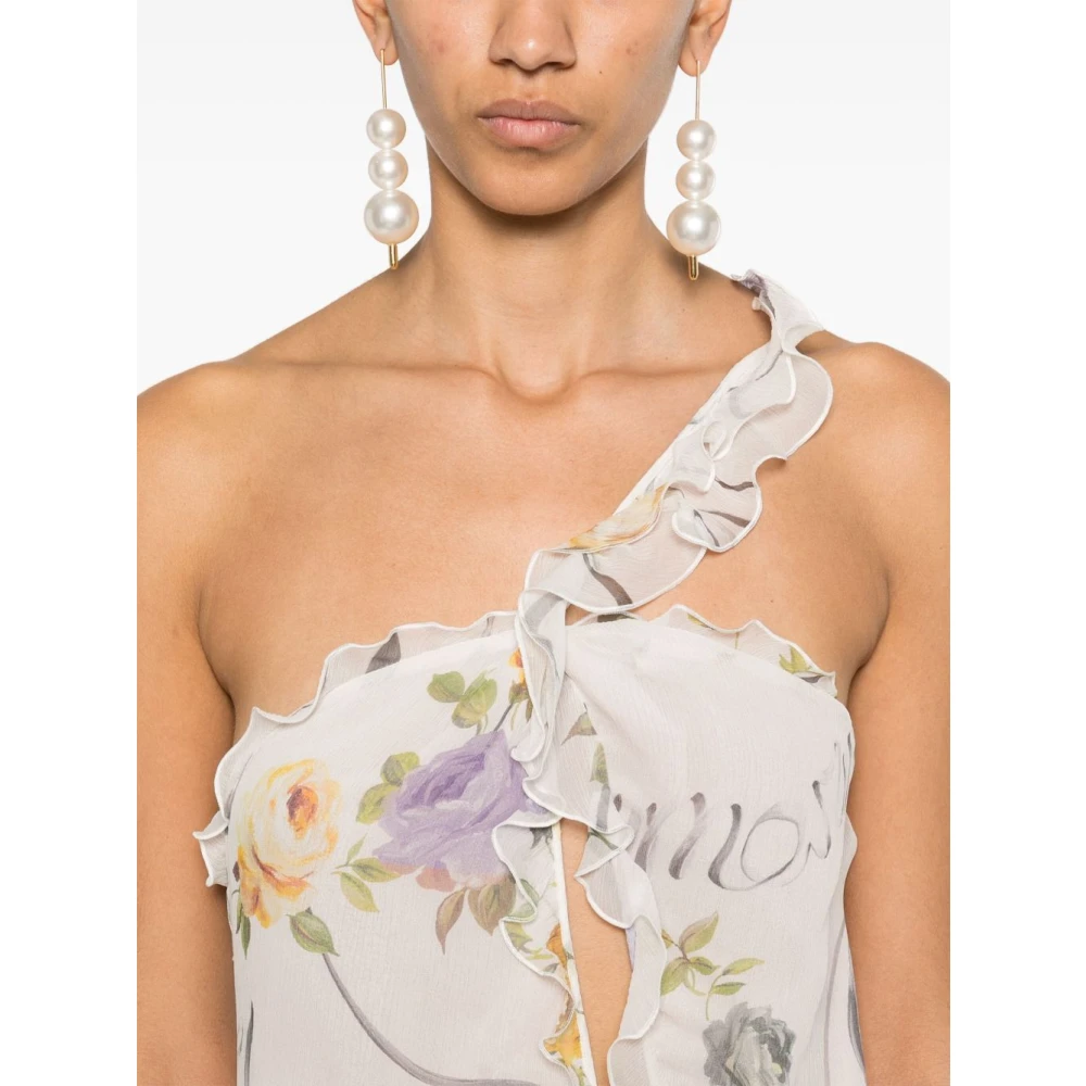 Blumarine Bloemen one-shoulder jurk met cut-out Multicolor Dames