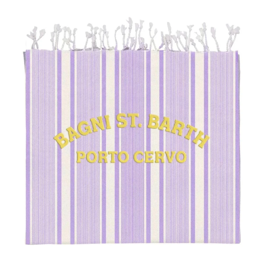 MC2 Saint Barth Gestreepte strandhanddoek met witte franjes Multicolor Dames