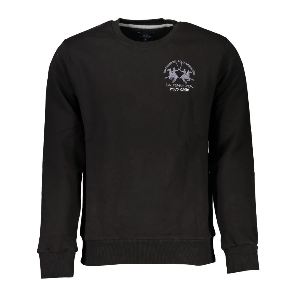 LA MARTINA Zwarte Sweater met Lange Mouwen Geborduurd Logo Black Heren