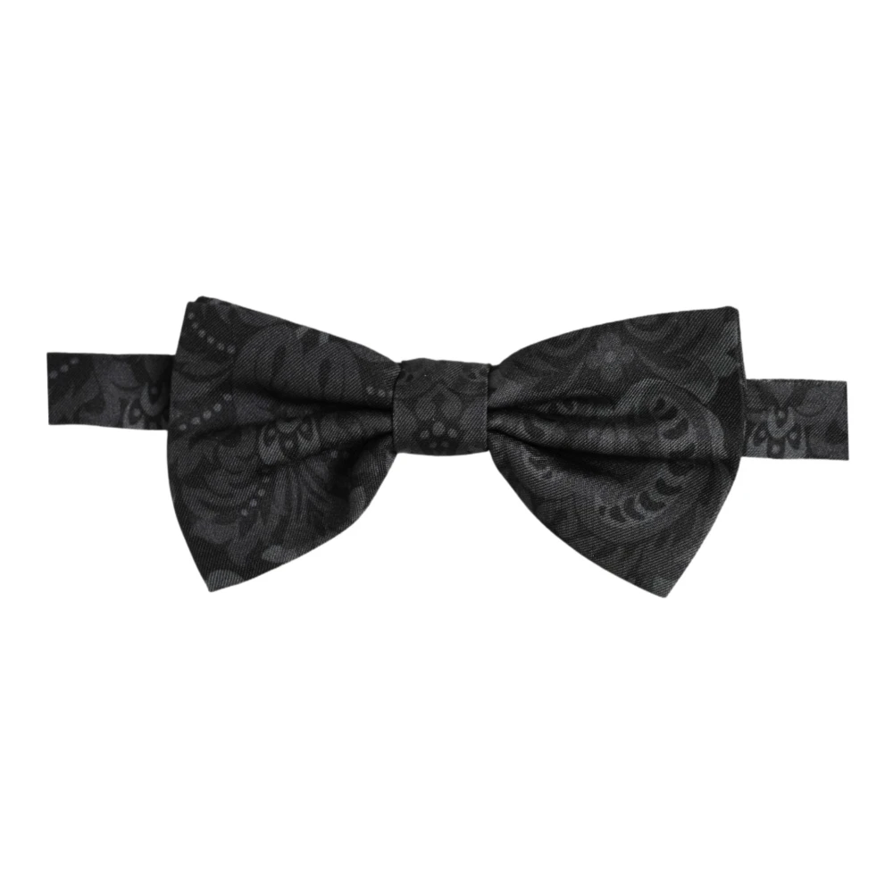 Dolce & Gabbana Bow Ties, Male, One Size, Pre-Tied Paisley Bow Tie Black