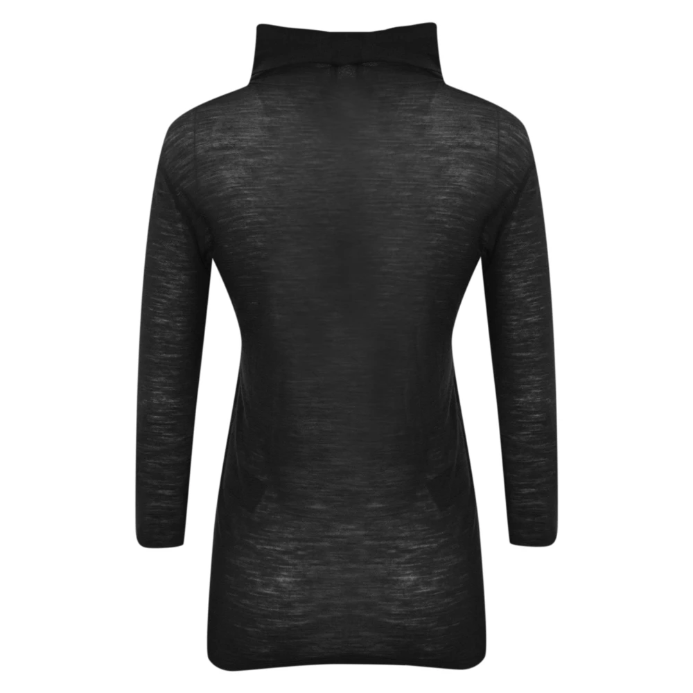 Liviana Conti Zwarte wollen T-shirt met lange mouwen Black Dames