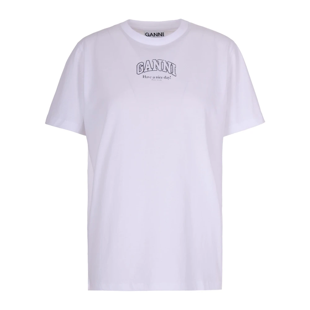 Ganni , T-Shirts, Female, White, Xs, Essential Basic T-Shirt