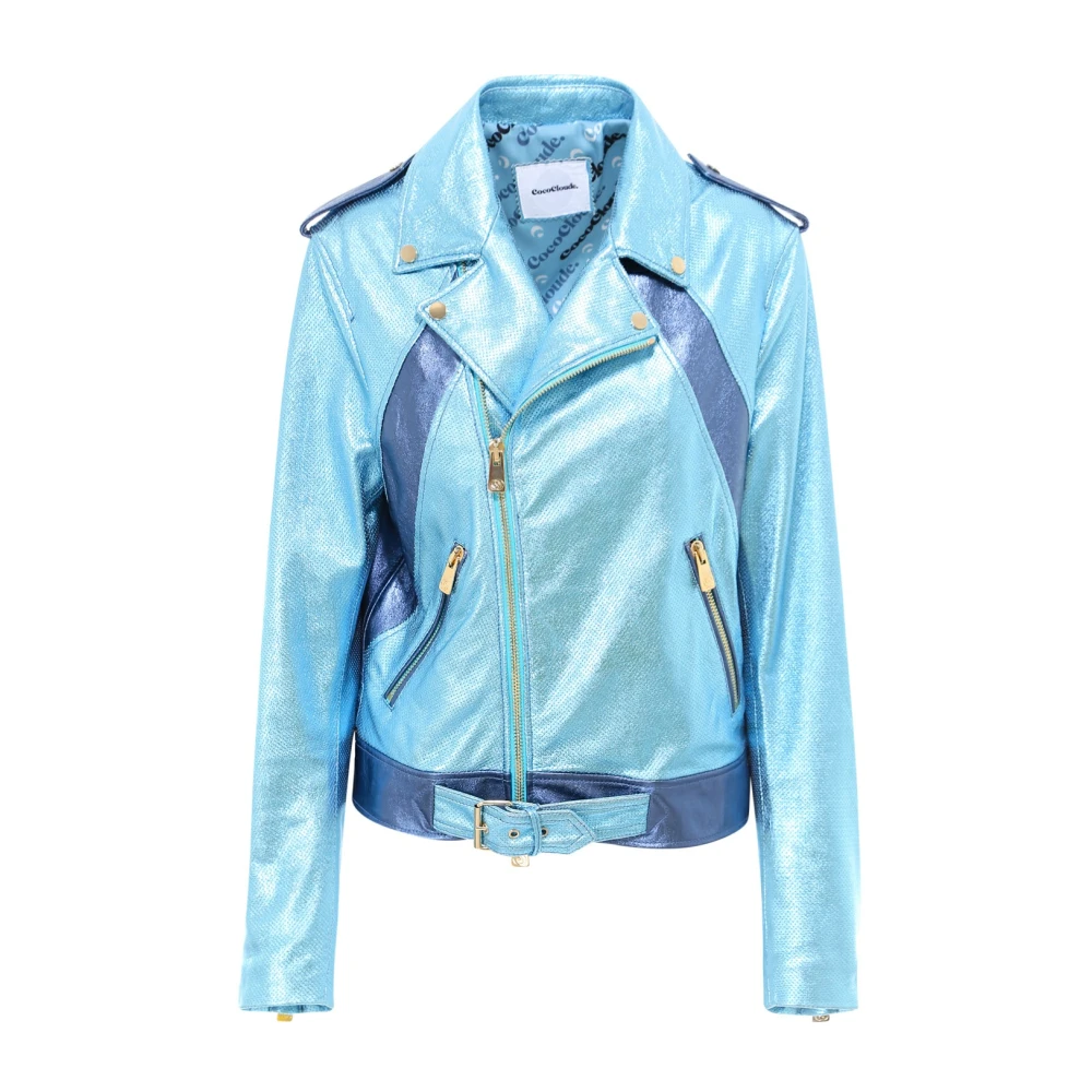 Coco Cloude Leather Jackets Blue Dames