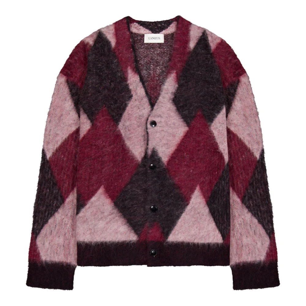 Laneus Argyle Cardigan met 4 Knopen Multicolor Heren