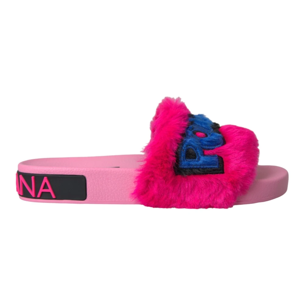 Dolce & Gabbana Lyxiga Platta Sandaler Slides Pink, Dam