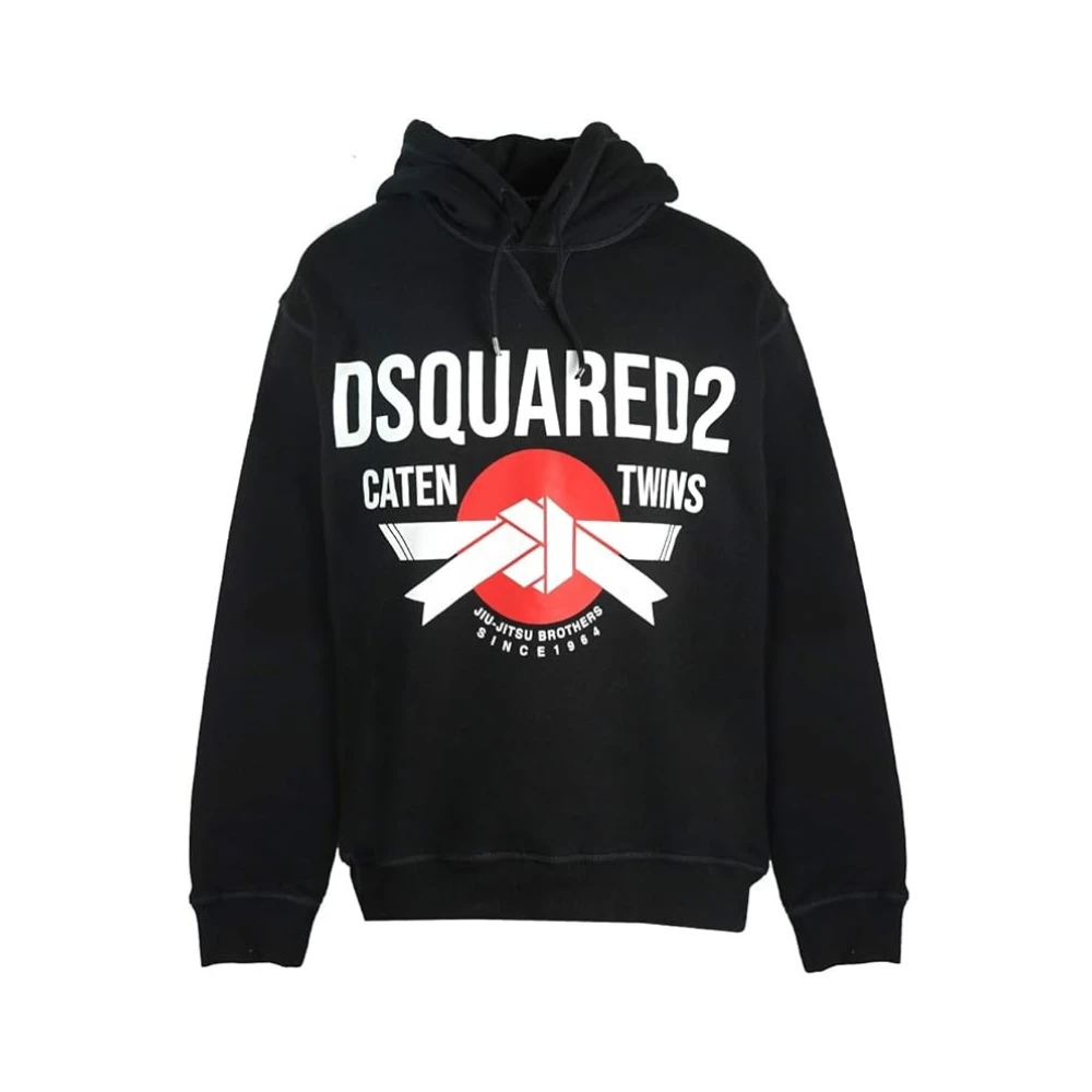 Dsquared2 Zwart Logo Sweatshirt Italiaans Katoen Black Heren