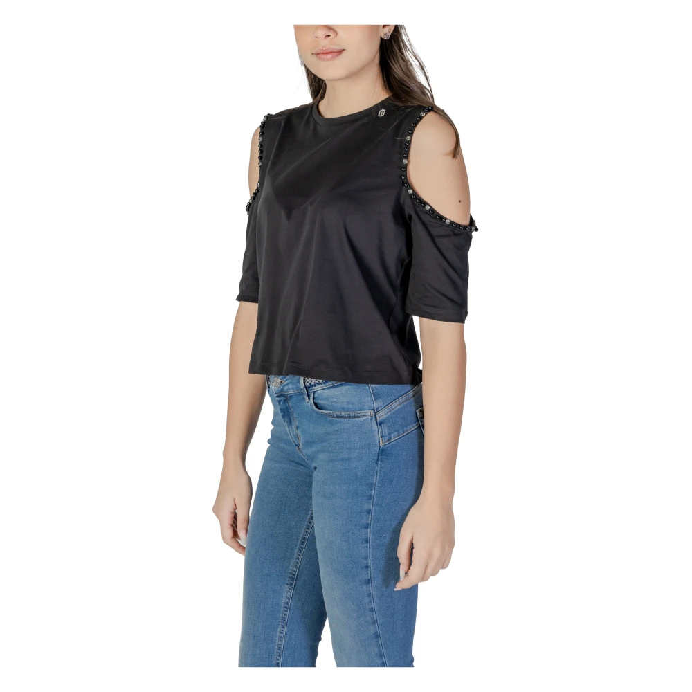 Liu Jo Katoenen T-shirt korte mouwen lente zomer Black Dames