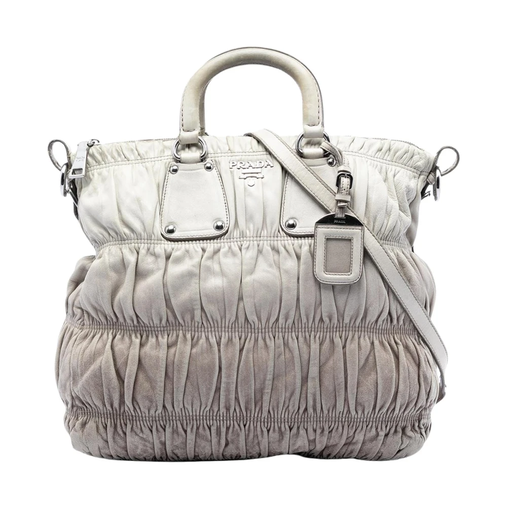 Prada Vintage Women's Gray Vintage Handbags, One Size, Pre-Owned Leather Satchel