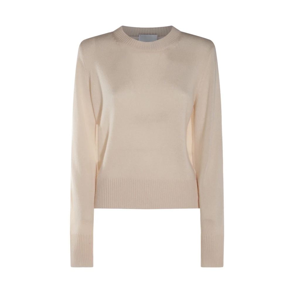 Allude Ecru Wollen Gebreide Trui met Korte Mouwen Beige Dames