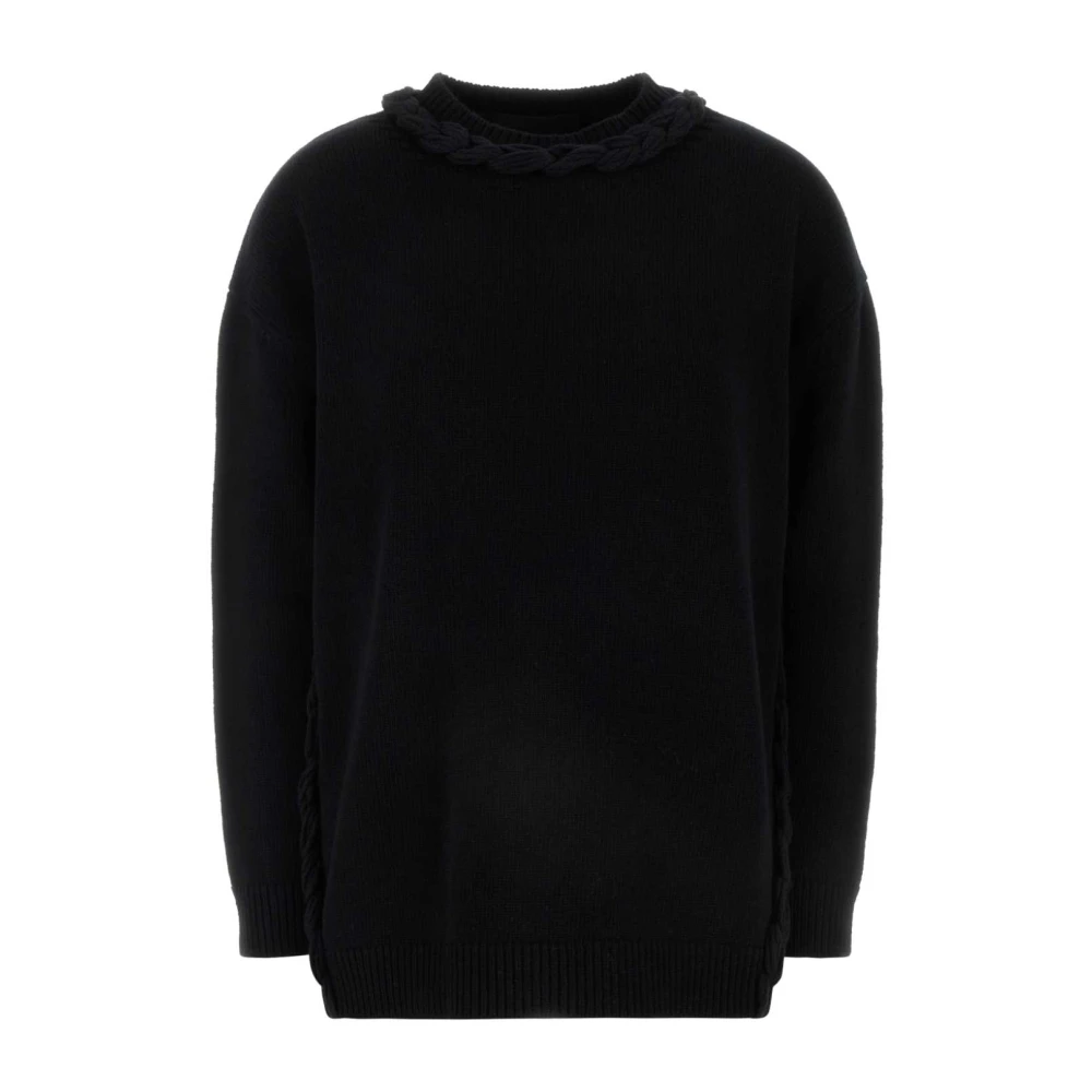 Valentino Garavani Women's Black Wool Jumper - Round-Neck Knitwear - S - Knitwear