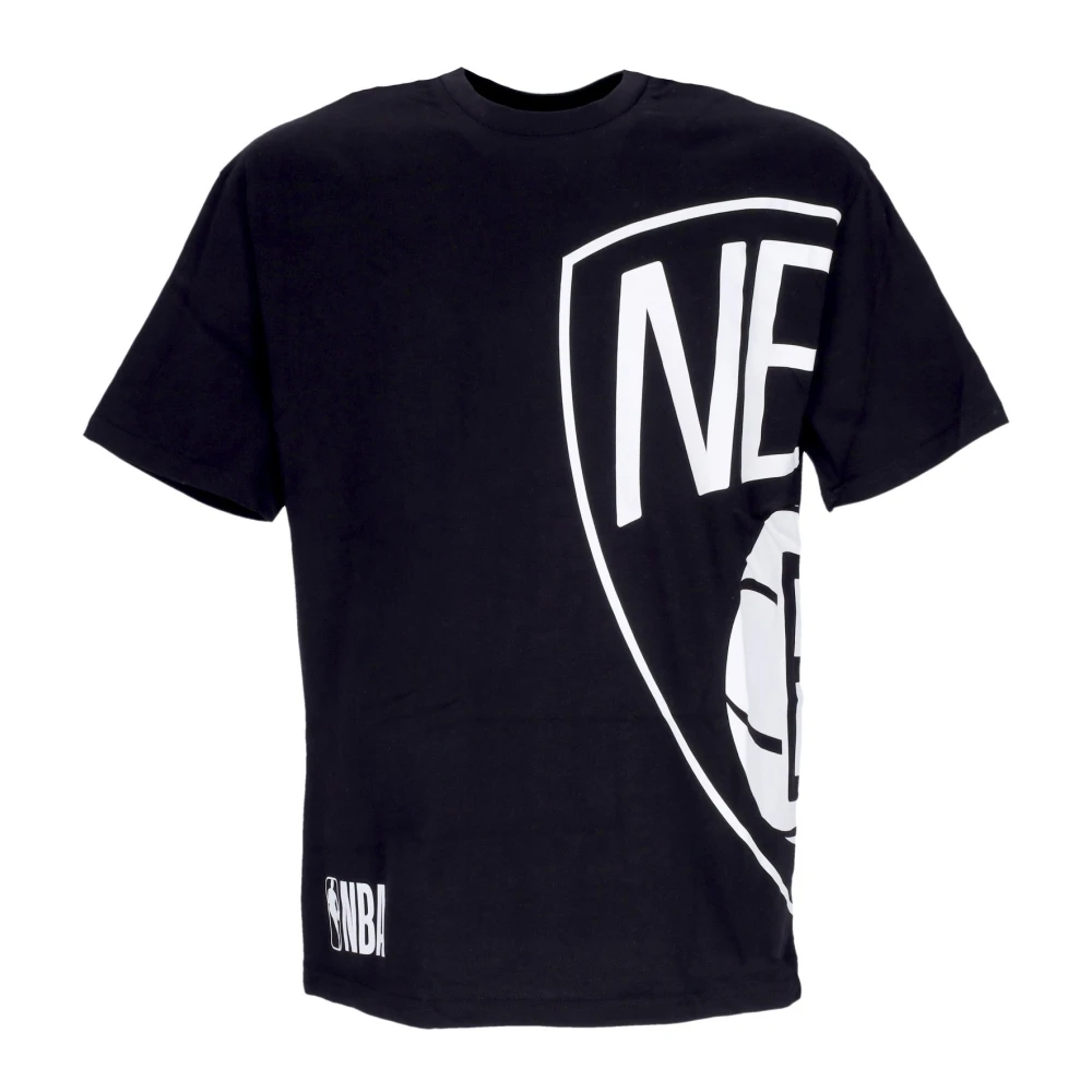 New Era Men's Black T-Shirts, 2XL, Brooklyn Nets Logo Oversized Tee /White