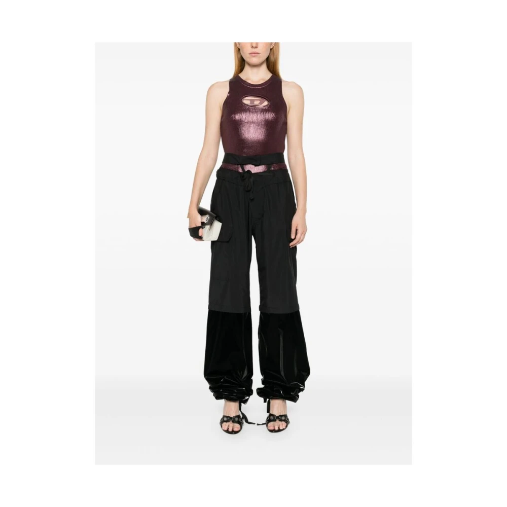 Ottolinger Zwarte Katoenen Panel Cargo Broek Black Dames