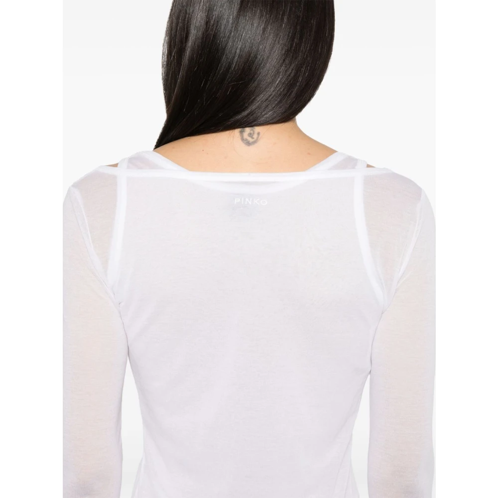 pinko Witte Boothals Trui met Logo White Dames