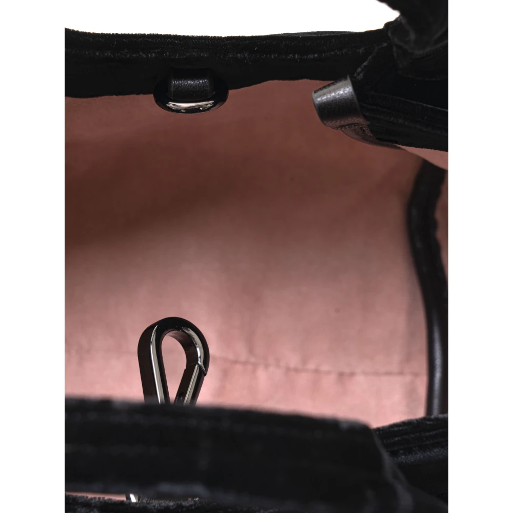 Emporio Armani Fluwelen schoudertas met dubbele handgrepen Black Dames