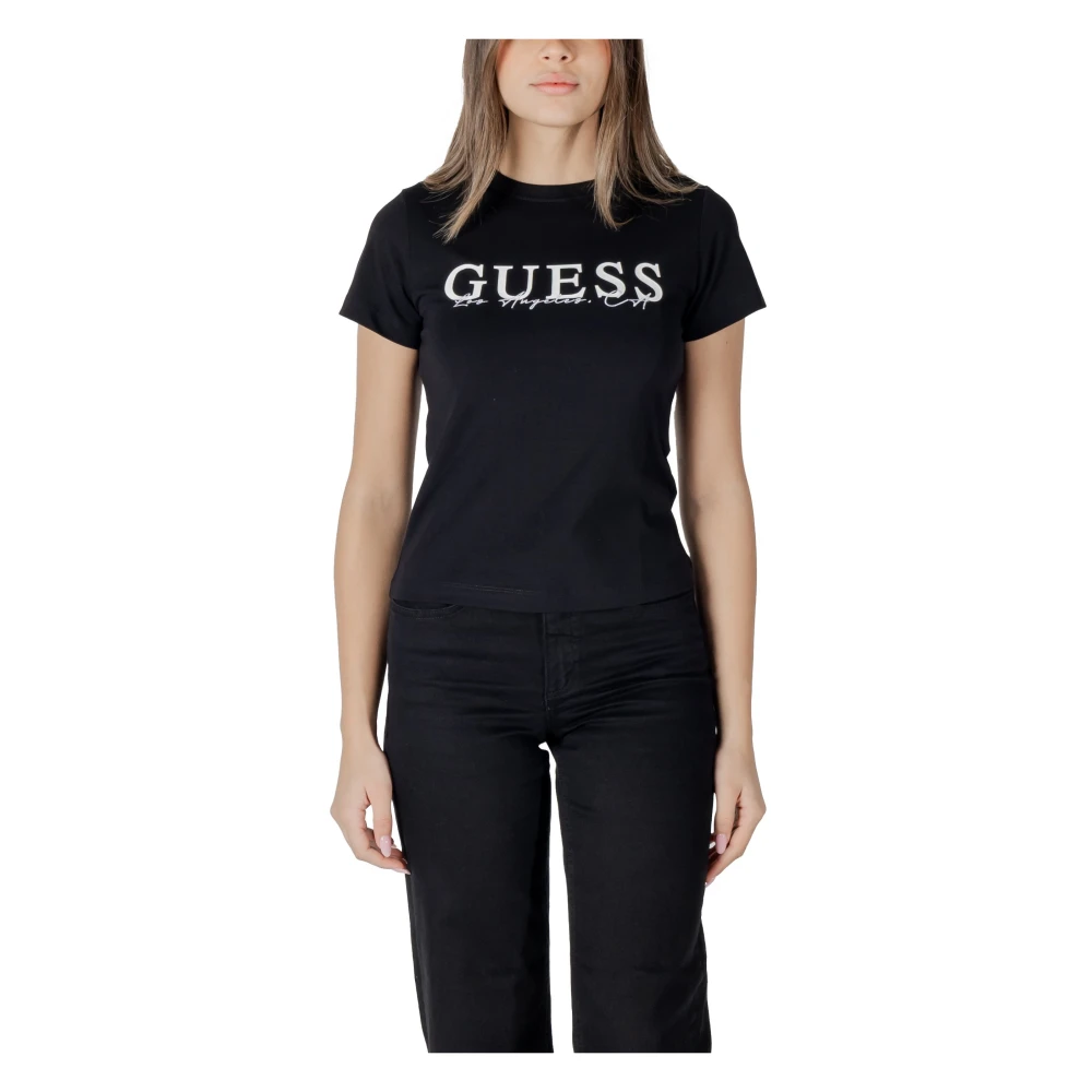 Guess Zwart Bedrukt T-shirt voor Vrouwen Black Dames