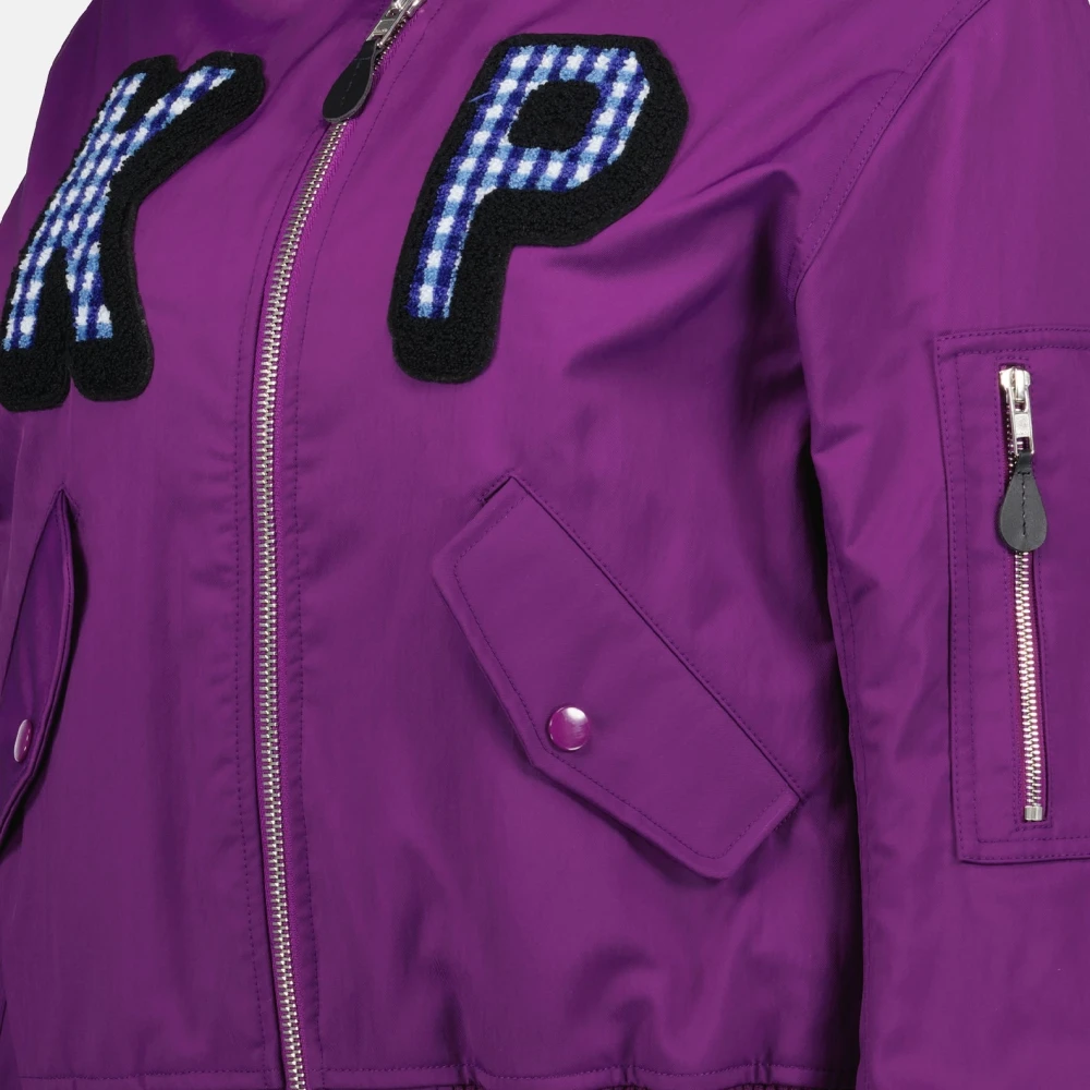 Kenzo Geribbelde kraag bomberjack met logopatches Purple Dames