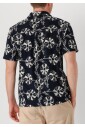 blauw-casual-overhemd-met-frotte-print