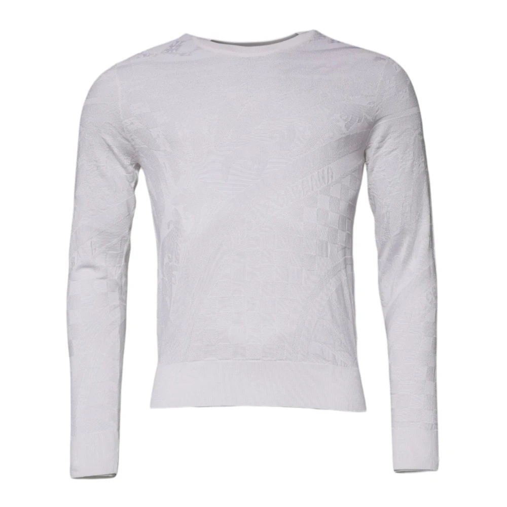 Dolce & Gabbana Men's White Round-Neck Knitwear, 2XL, Silk Crew Neck Pullover Jumper