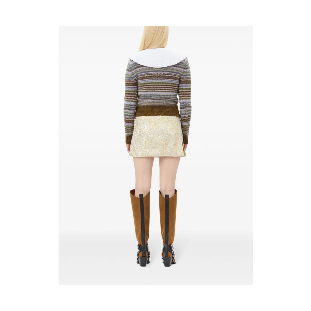 Ganni Metallic Effect A-Lijn Rok Yellow Dames