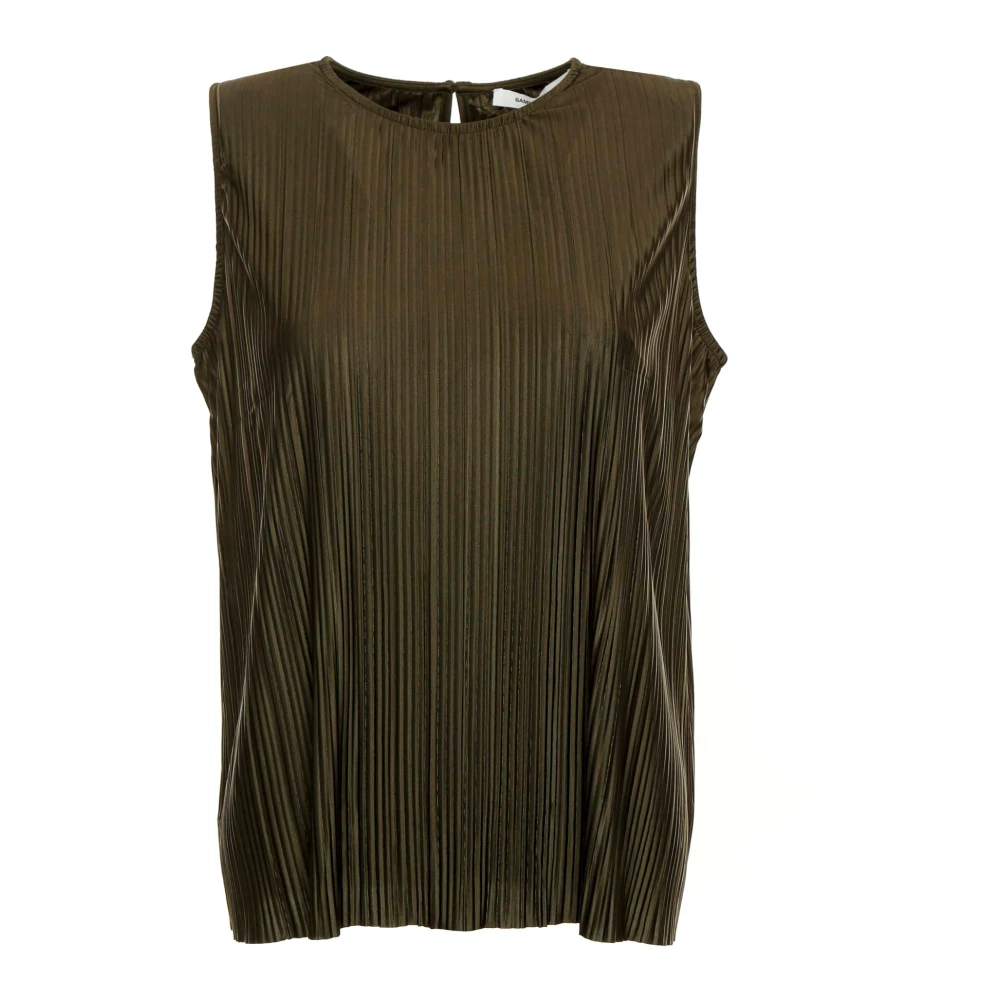 Samsøe Geplooide Top met Knoopsluiting Green Dames