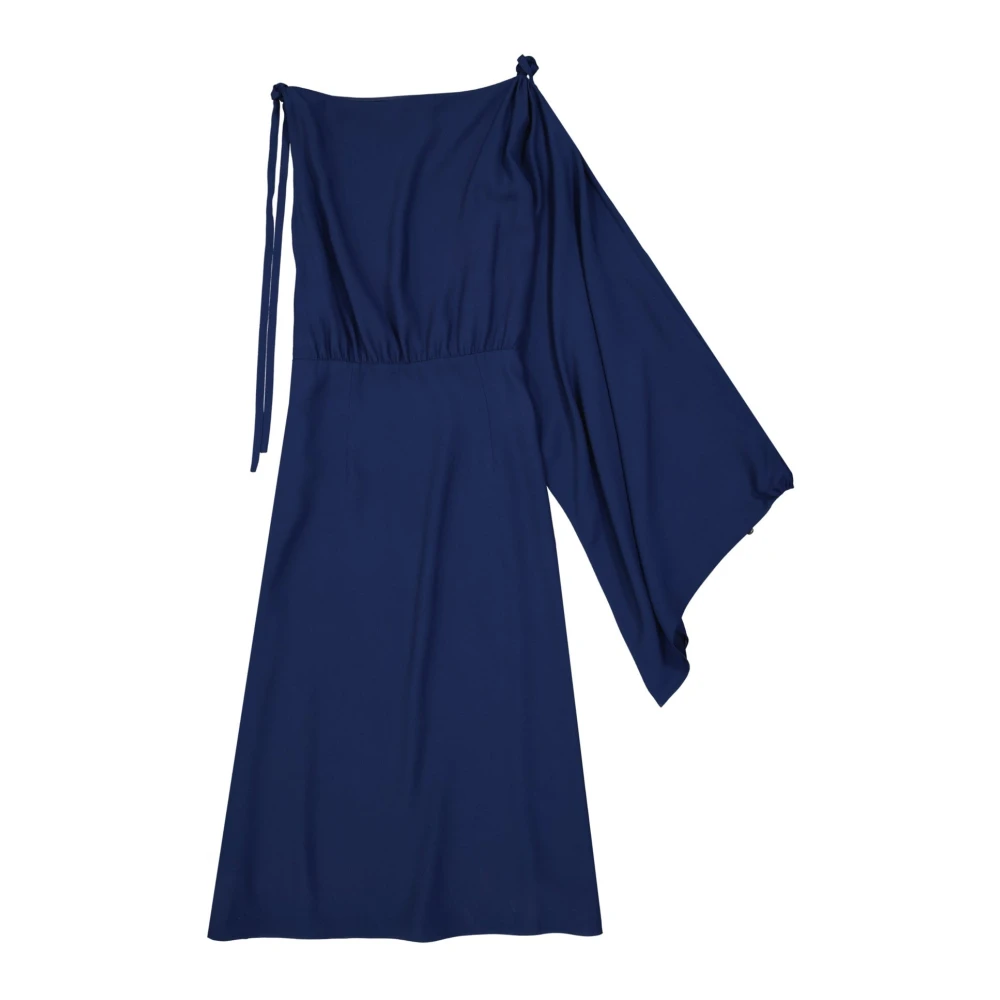 Prada Flared One Sleeve Midi Jurk Blue Dames