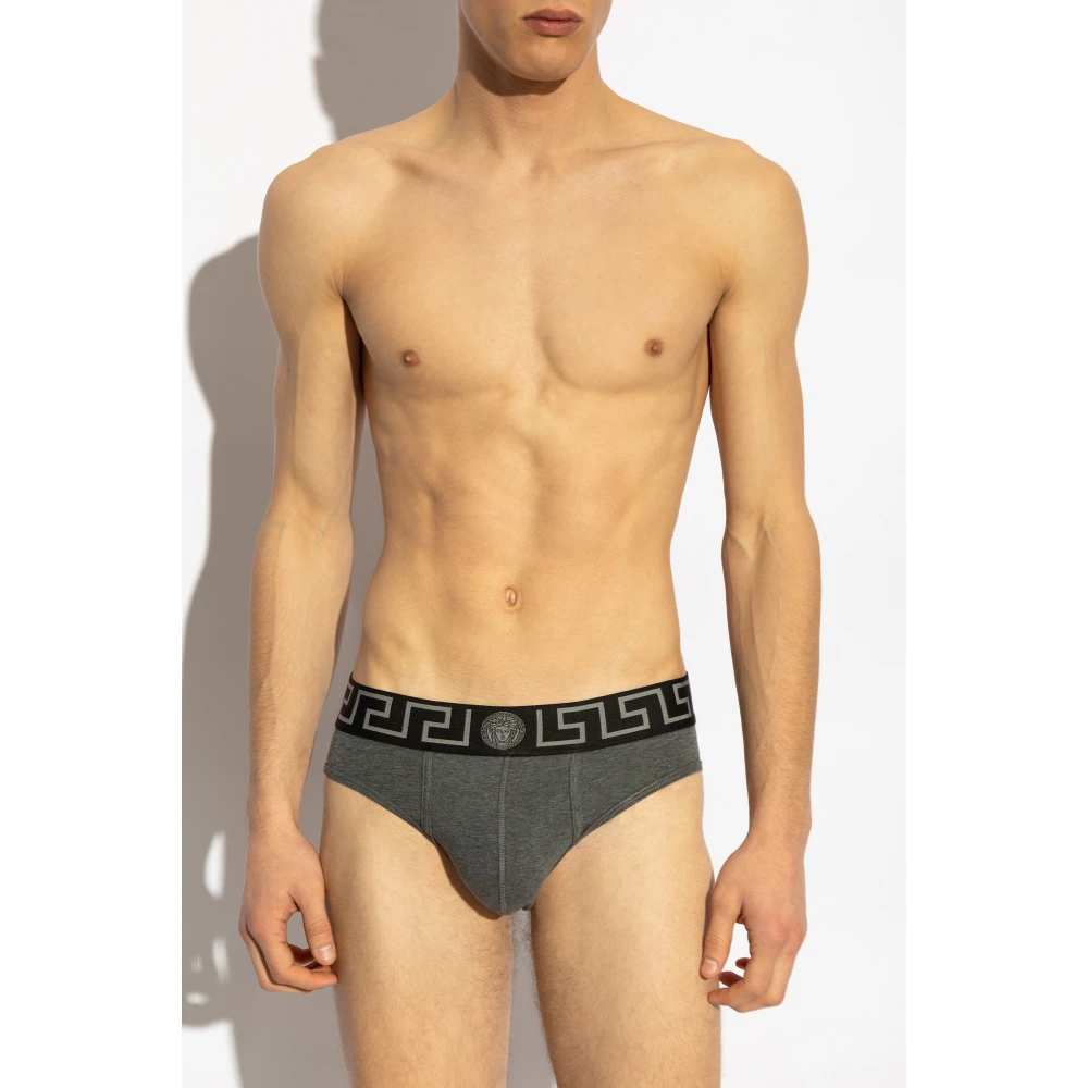 Versace Katoenen slips Gray Heren