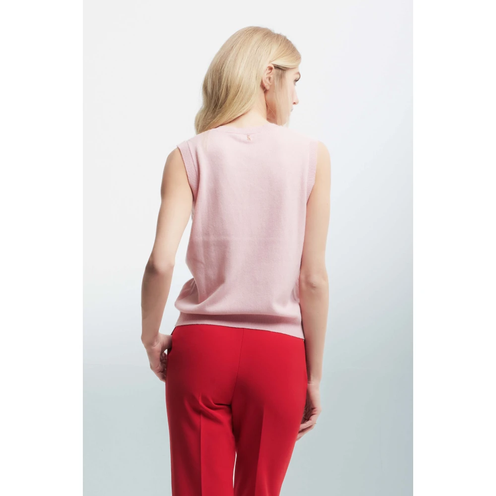 Kocca Mouwloze trui met strass en kabelbreisel Pink Dames